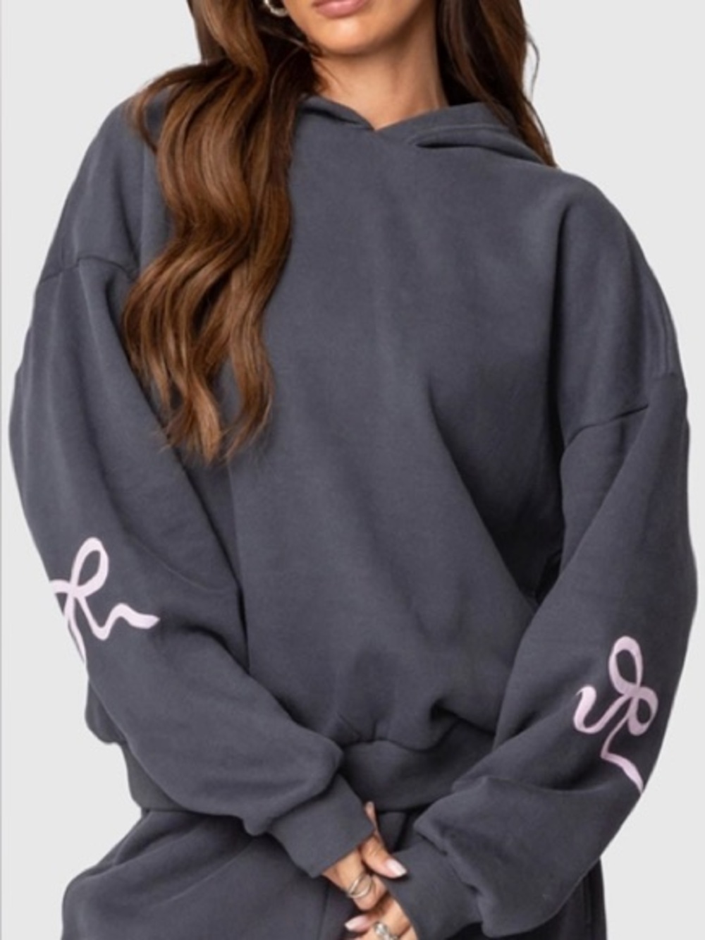 Edikted Bonney Bow Detail Hoodie Sweatshirt